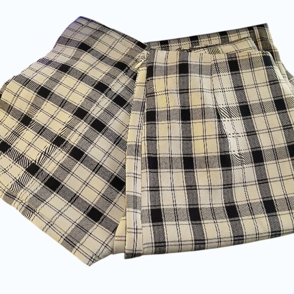 PRINCESS POLLY Black & Cream Plaid Wide Leg Pants EUC - Picture 5 of 8